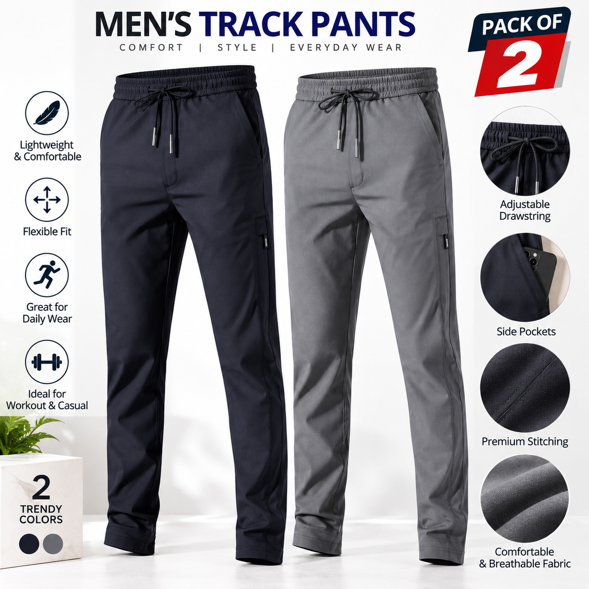 Men's Track Pants (Pack of 2)
