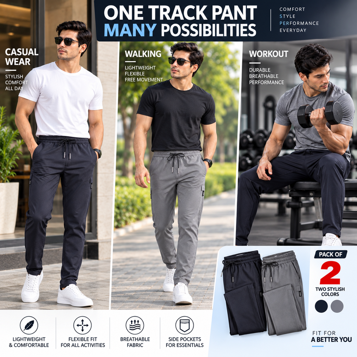 Men's Track Pants (Pack of 2)