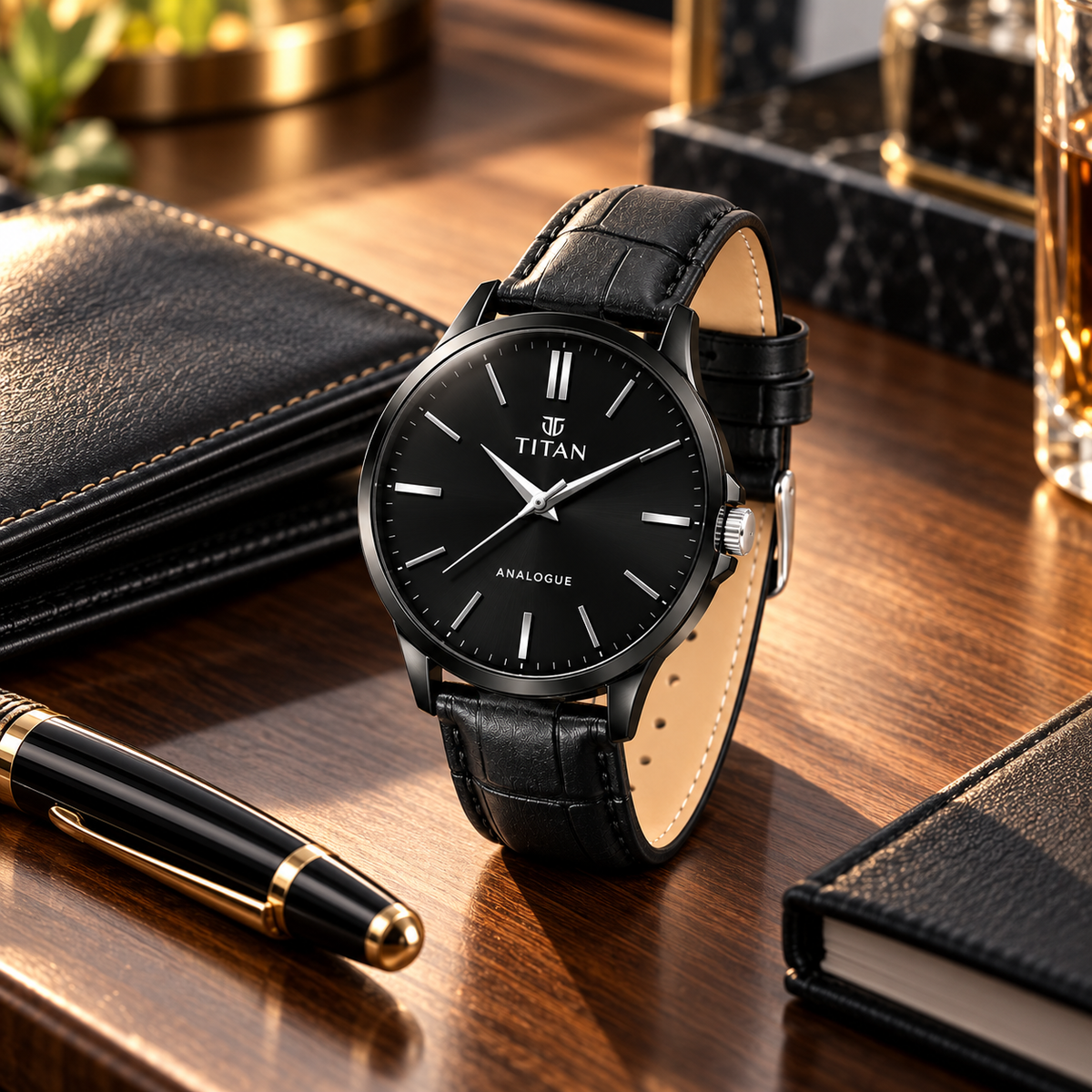 Men's Analog Leather Watch
