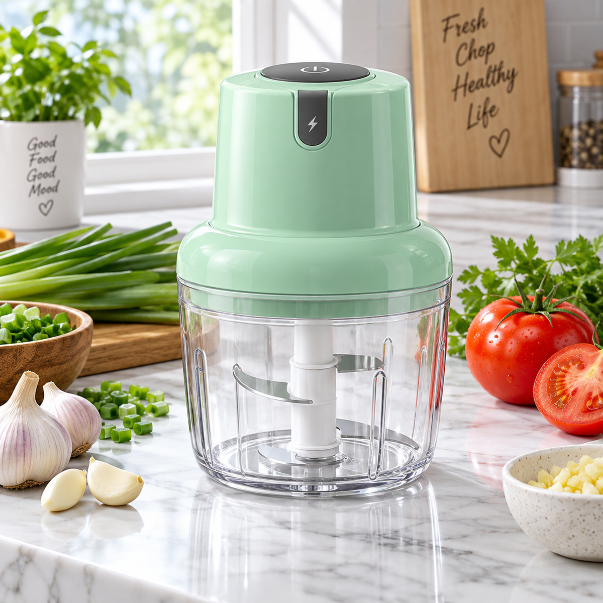 4-in-1 Electric Vegetable Cutter, Slicer, Grater, Chopper