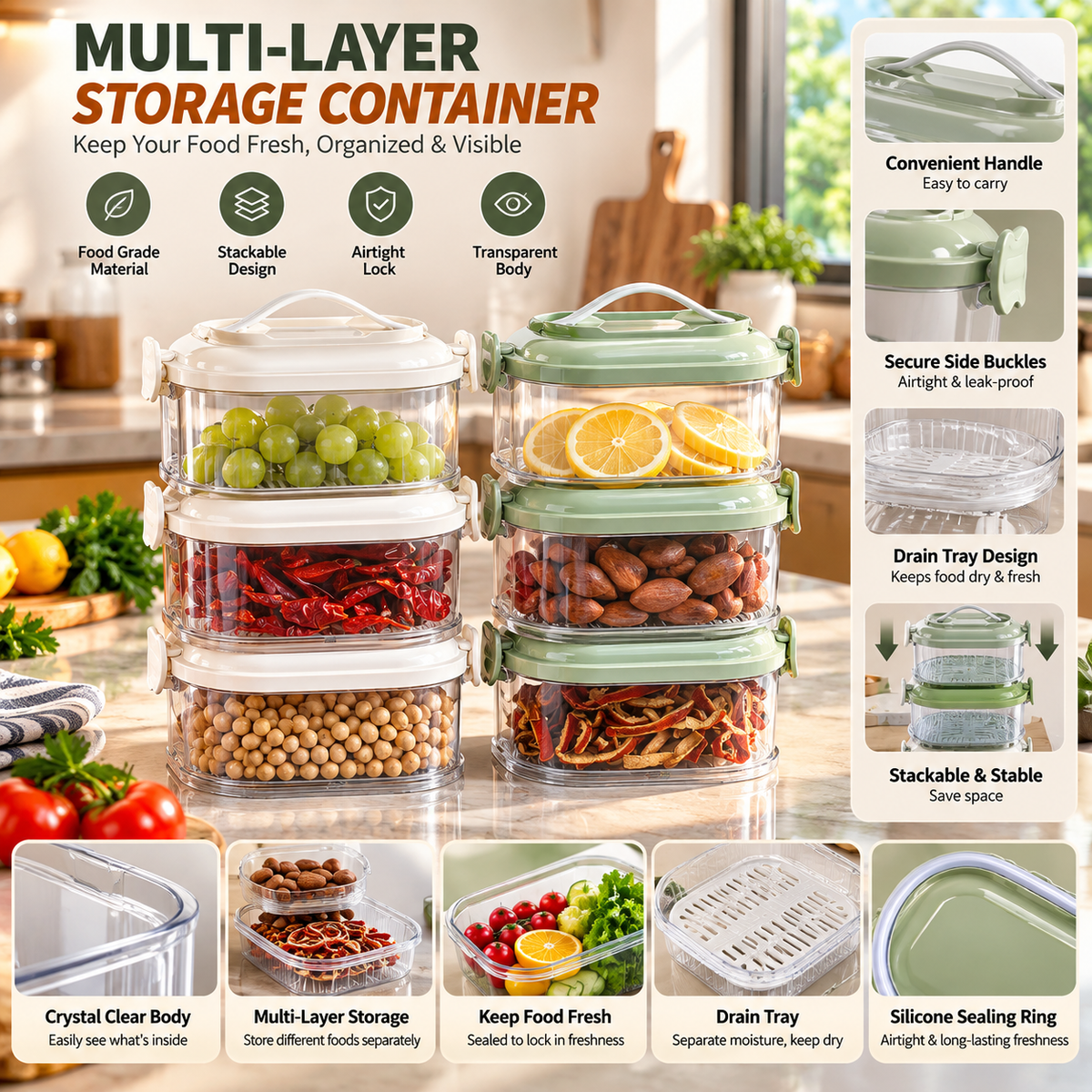 Multi-layer Sealed Spice Organizer - 2 Layers