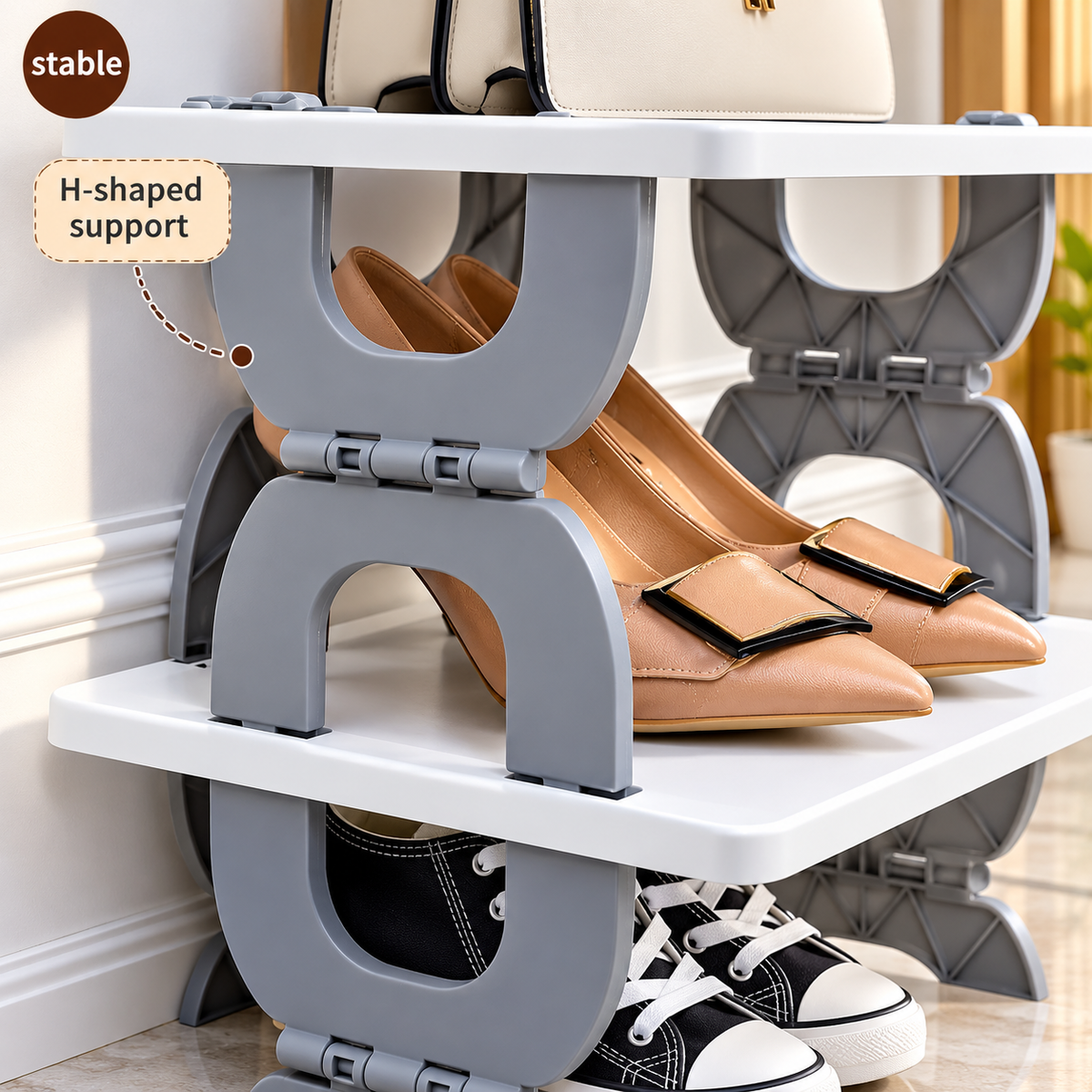 Multi-Purpose Stackable Shoe Rack Adjustable Slots