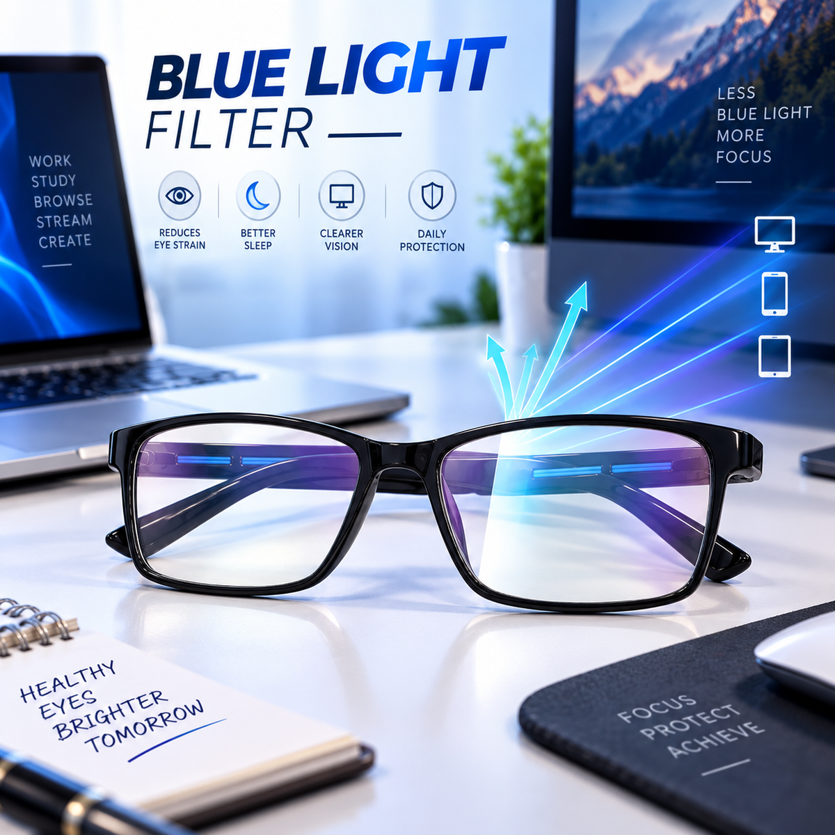 Dark Wost Navigator Blue Cut Computer Glasses for Eye Protection