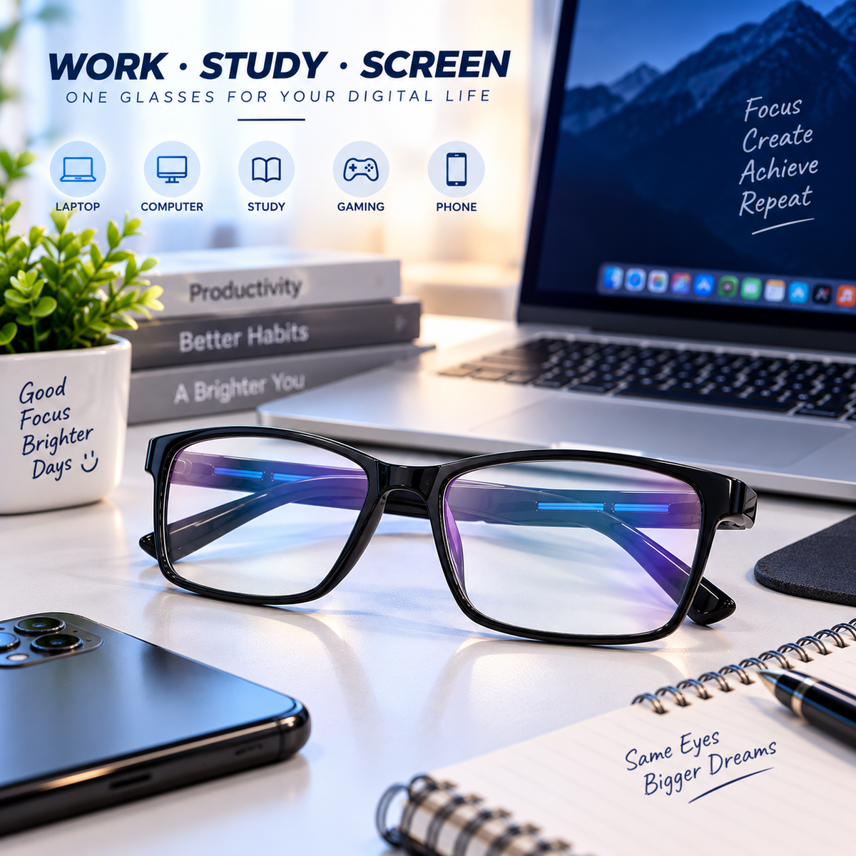 Dark Wost Navigator Blue Cut Computer Glasses for Eye Protection