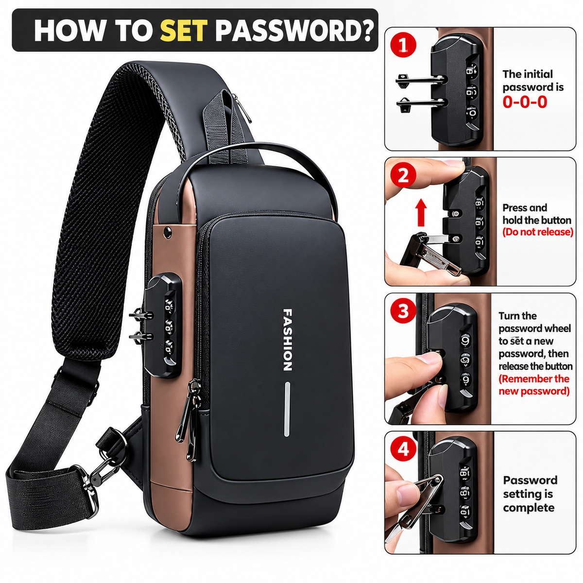 Chest Backpack brown black