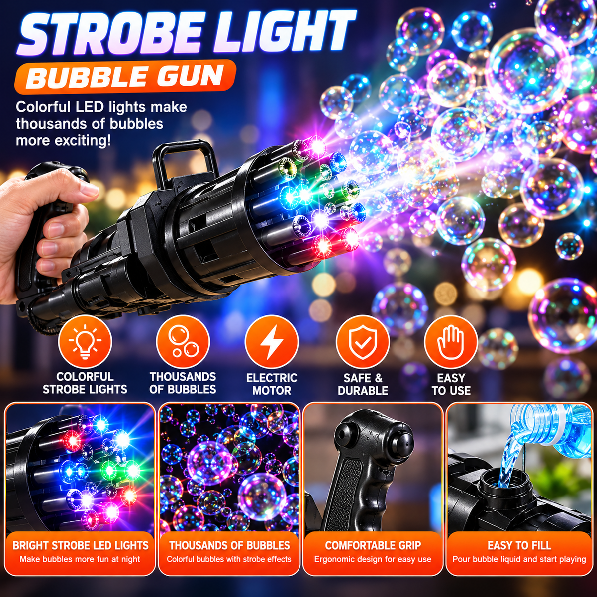 Hole battery operated Bubbles Gun Toys for Boys and Girls