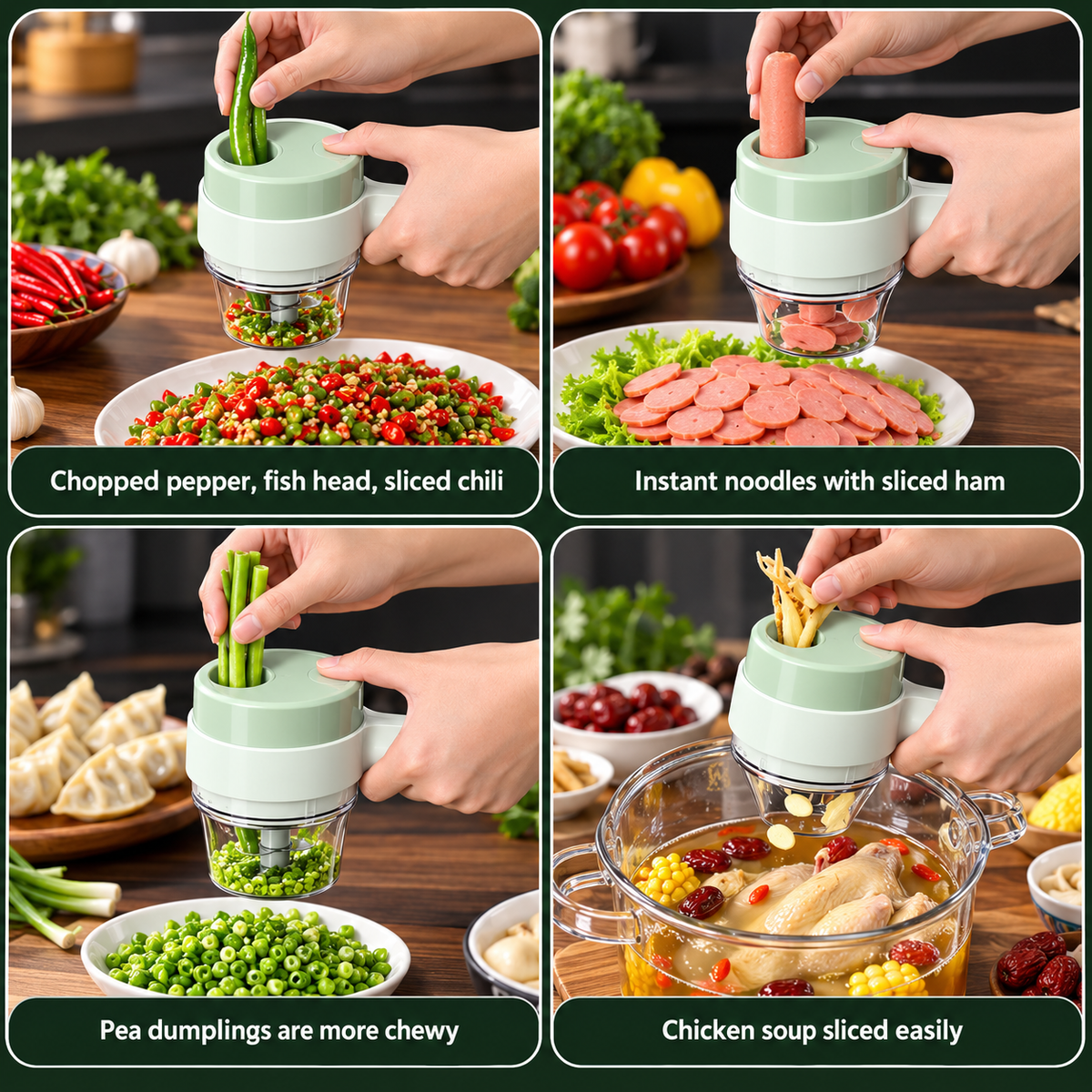 4-in-1 Electric Vegetable Cutter, Slicer, Grater, Chopper