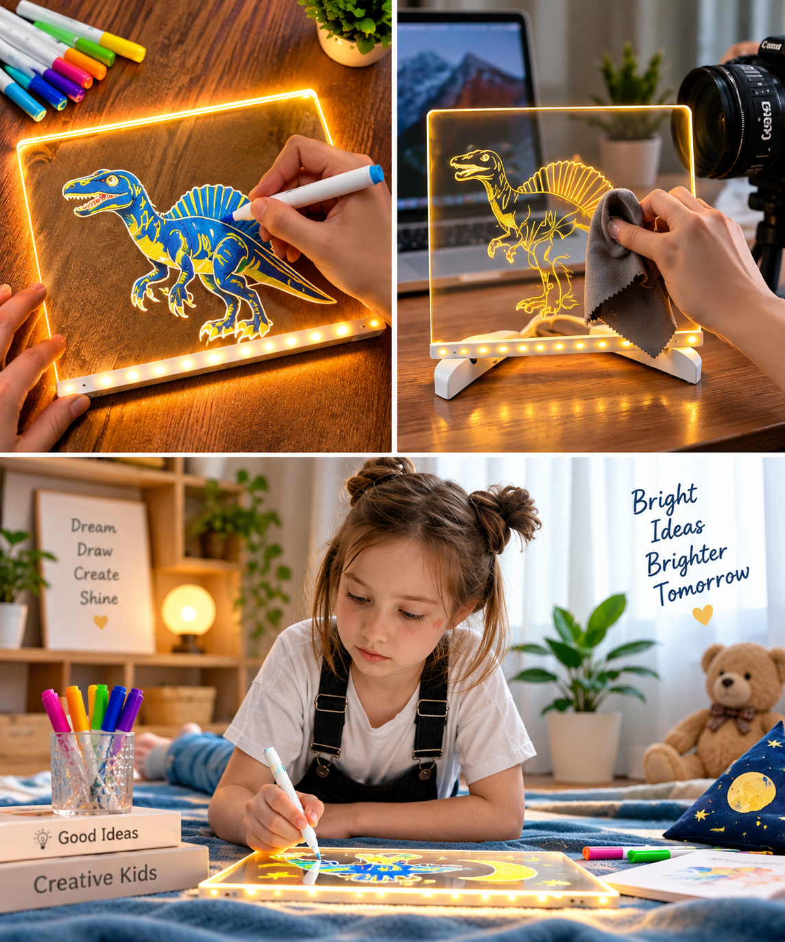 3D LED Light Glass Acrylic Writing pad