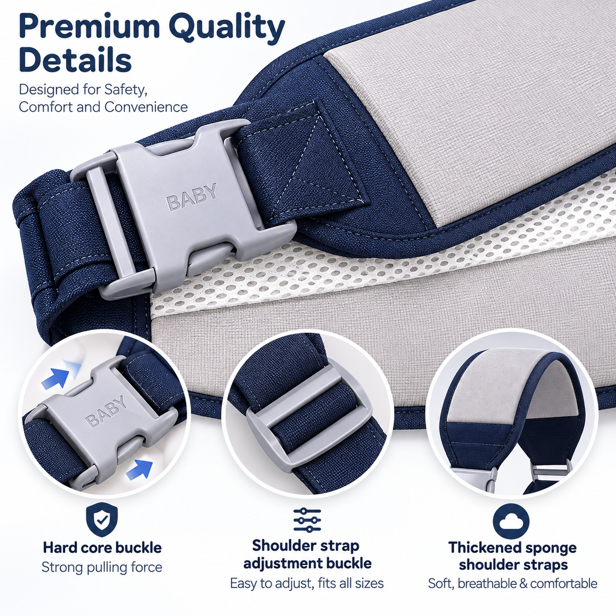 Baby Sling Carrier Adjustable Baby Holder Carrier Baby Half Wrapped Sling Hip Carrier Breathable Cotton Mesh Fabric for Newborn