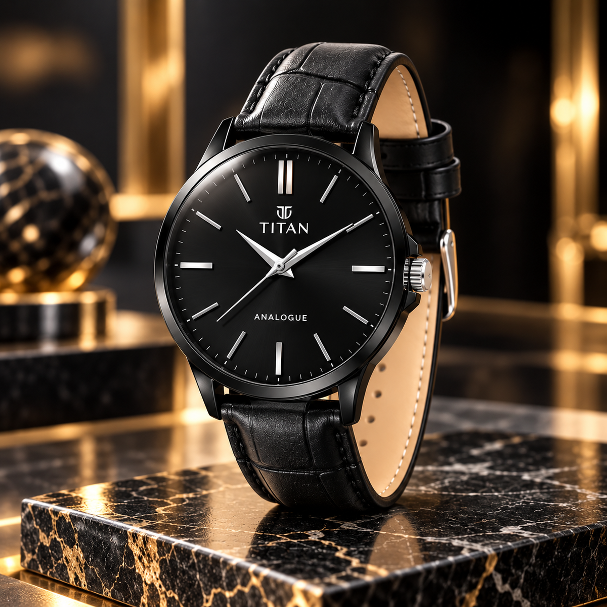 Men's Analog Leather Watch