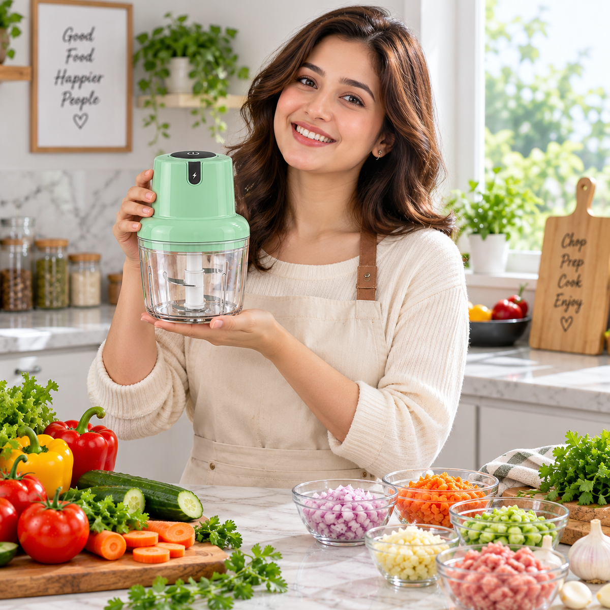 4-in-1 Electric Vegetable Cutter, Slicer, Grater, Chopper