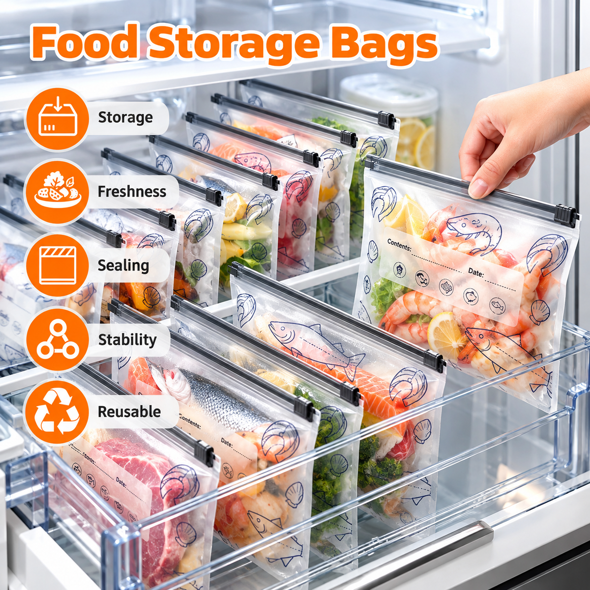 Reusable Foil Zip Lock Vacuum Food Storage Bag(Pack of 20)