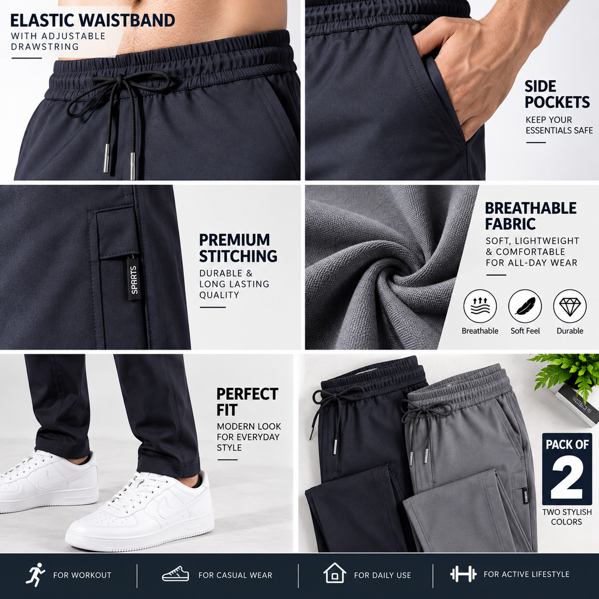 Men's Track Pants (Pack of 2)