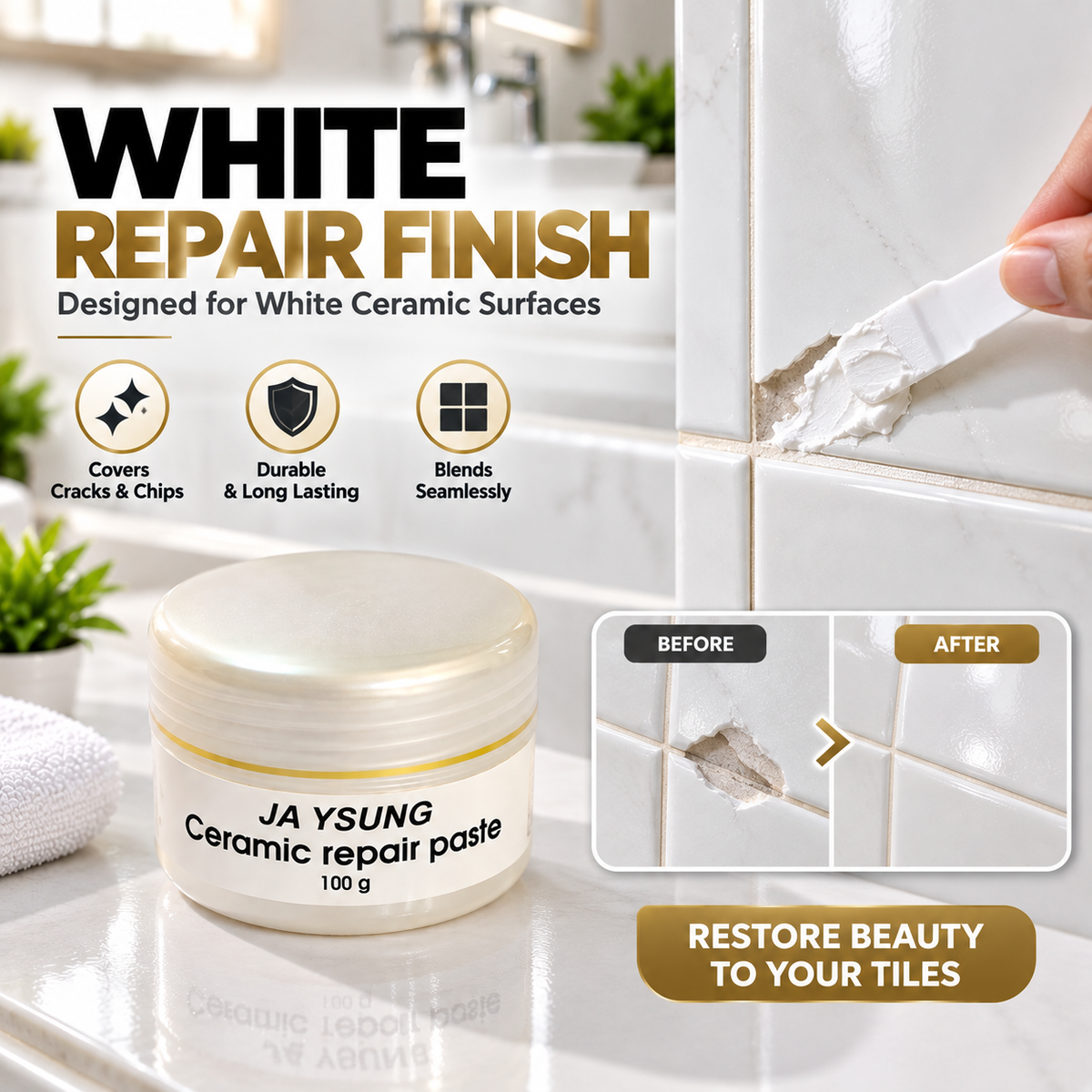 Ceramic Repair Paste, Tile Repair Paste(White) 100 gram