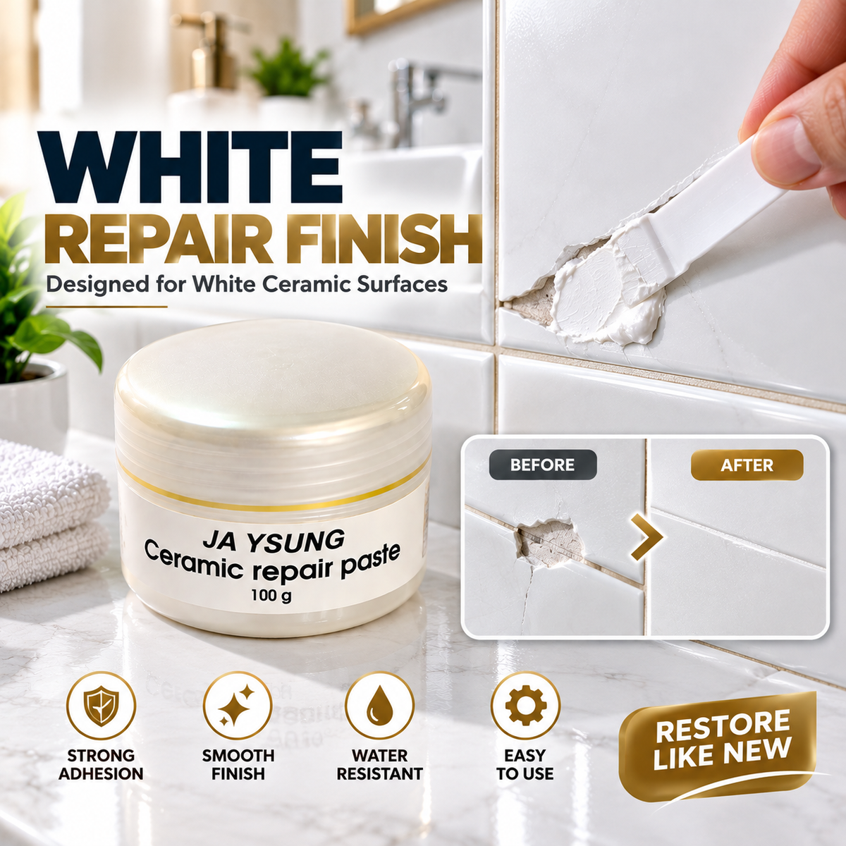 Ceramic Repair Paste, Tile Repair Paste(White) 100 gram