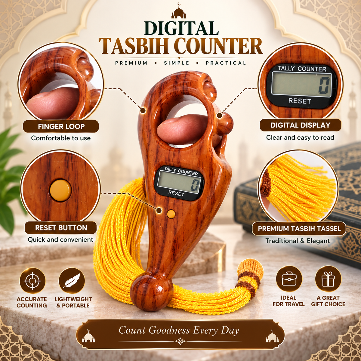 Digital tasbih finger for prayer