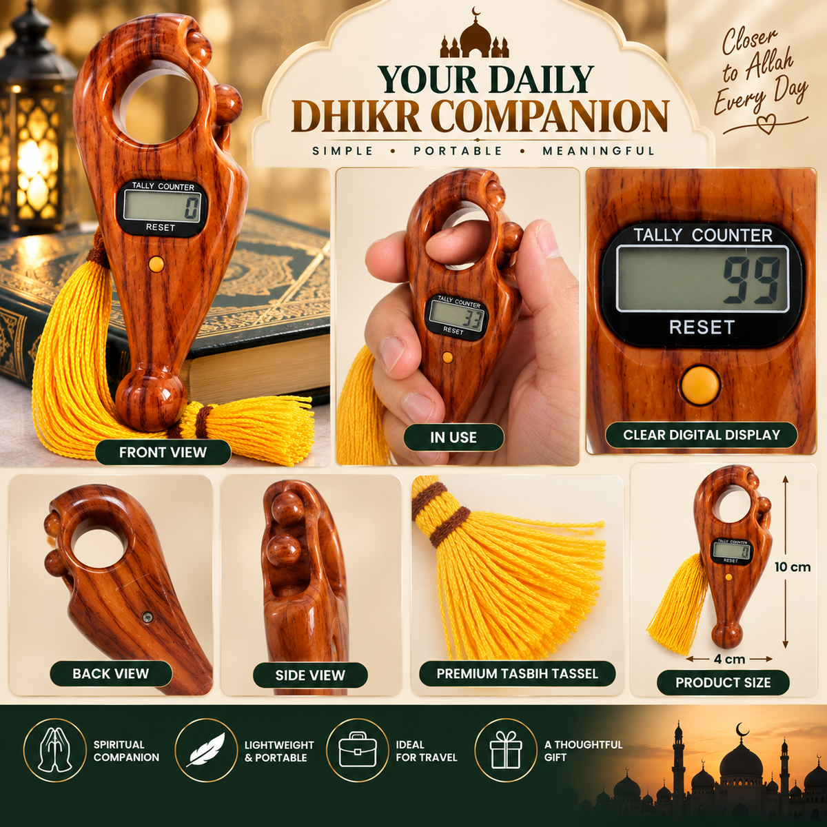 Digital tasbih finger for prayer