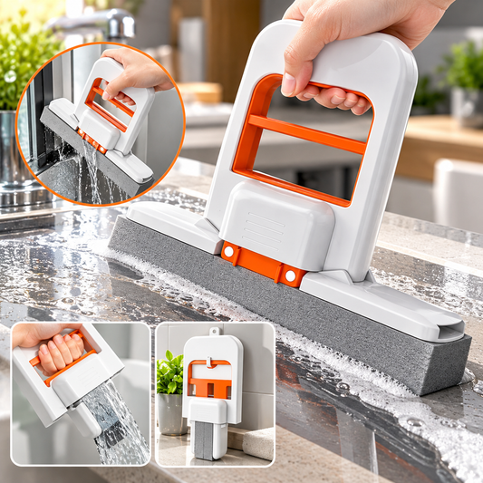Mini Foldable Sponge Mop, Self-Squeeze Desktop Mop for Small Spaces, Wet & Dry Portable Cleaning Tool for Kitchen Countertops