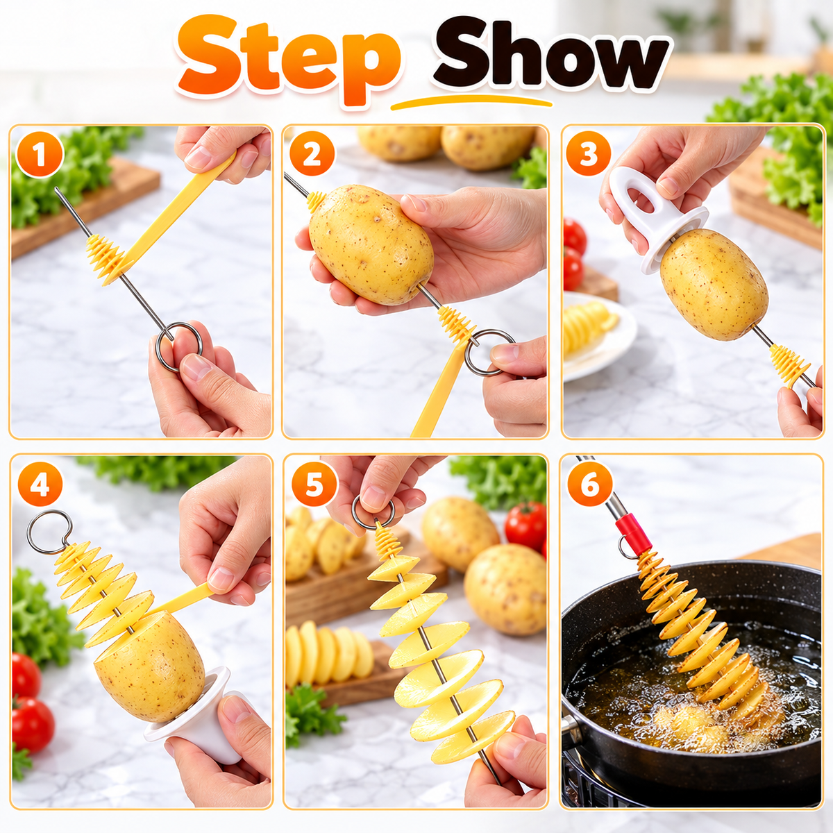 Potato Slicer Spiral Cutter, Tornado Potato Slicer, Twisted Potato Slicer, Potato Tornado Chips Making Tool
