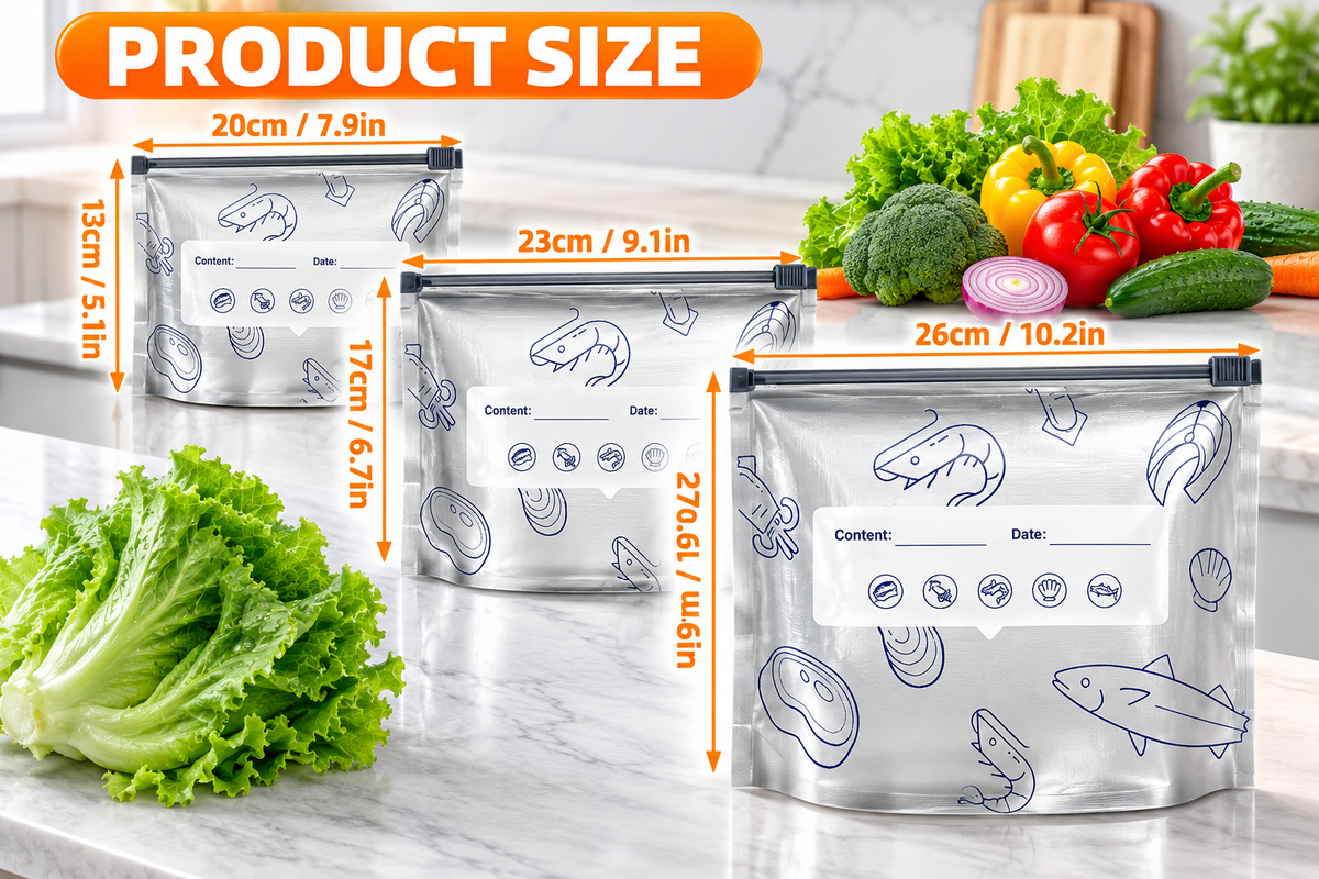 Reusable Foil Zip Lock Vacuum Food Storage Bag(Pack of 20)