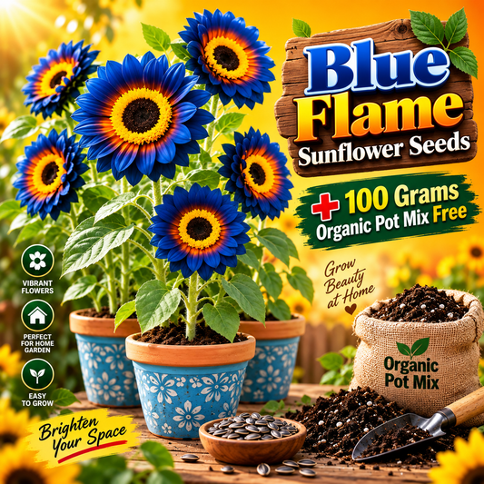 Blue Flame Sunflower Seeds + 100 Grams Organic Pot Mix Free