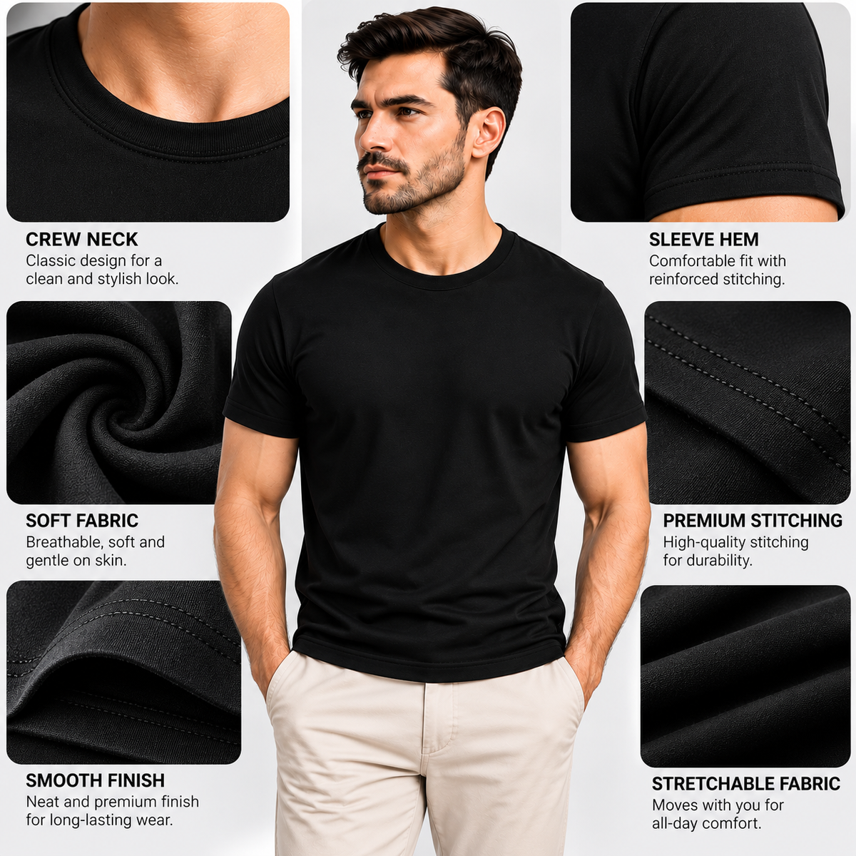 Men’s Stylish Printed Stretchable T-Shirt
