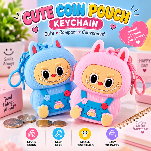 Cute Cartoon Silicone Coin Pouch Keychain
