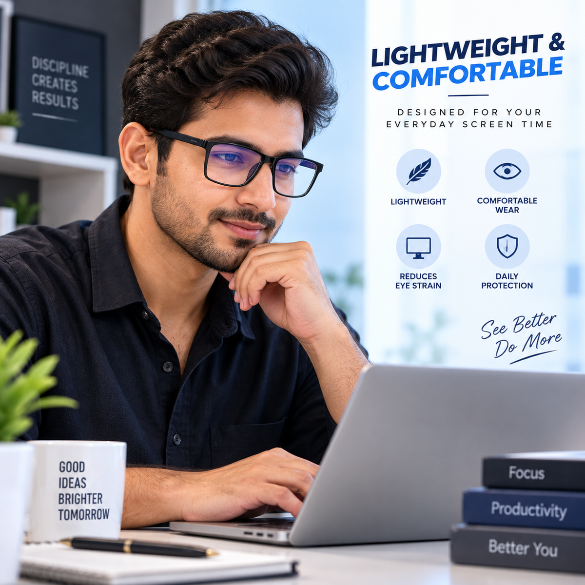 Dark Wost Navigator Blue Cut Computer Glasses for Eye Protection