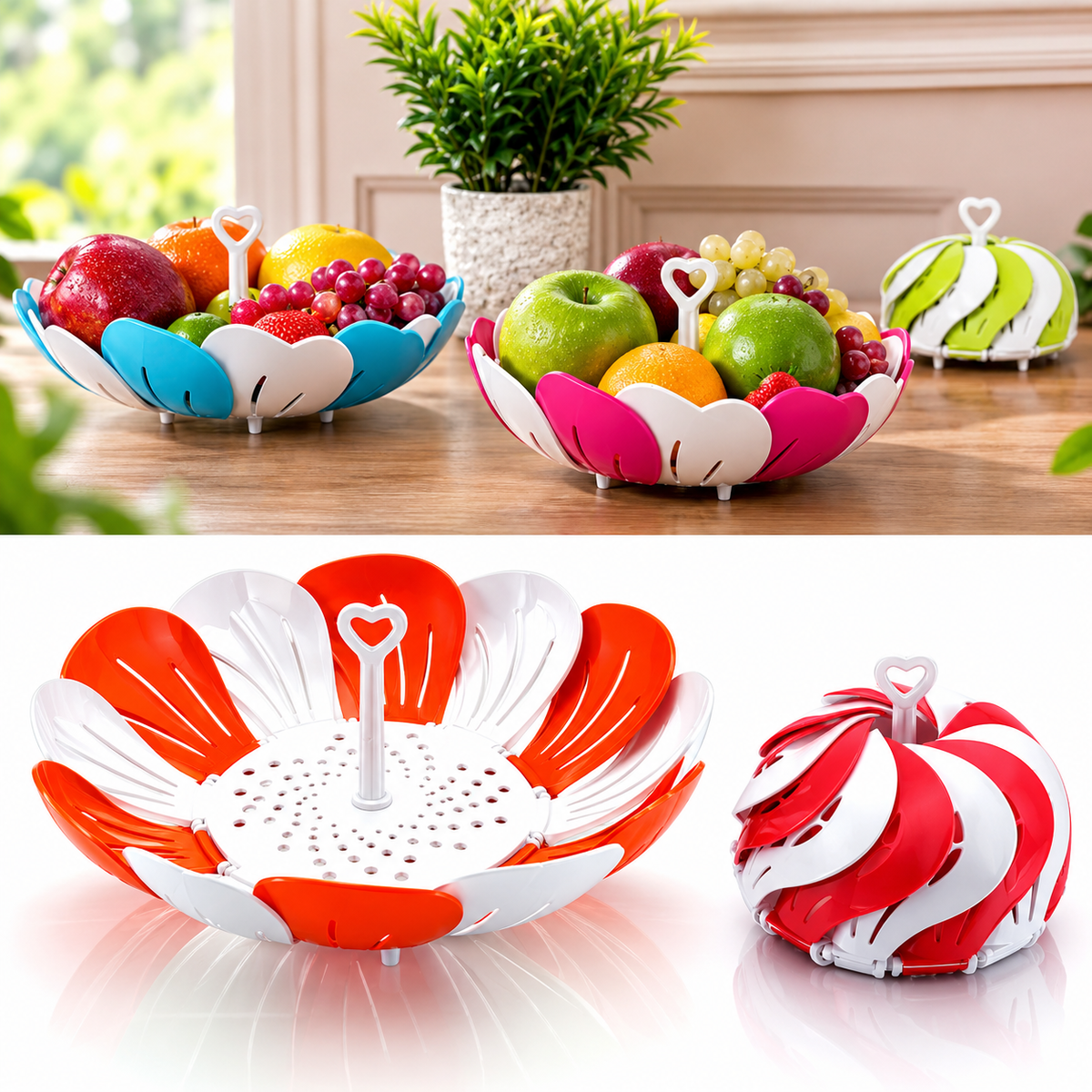 Lotus Shape Foldable Fruit & Vegetable Basket