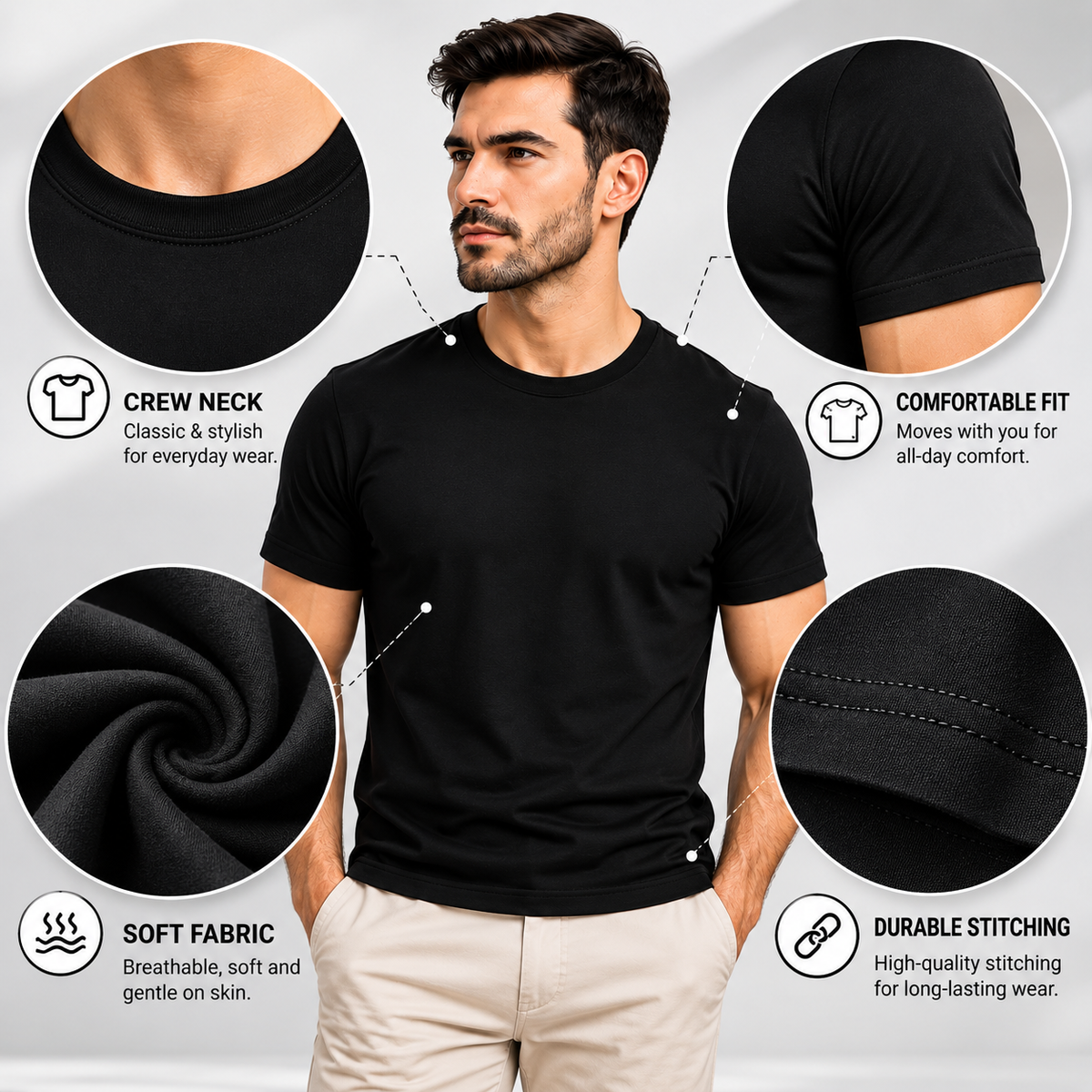 Men’s Stylish Printed Stretchable T-Shirt