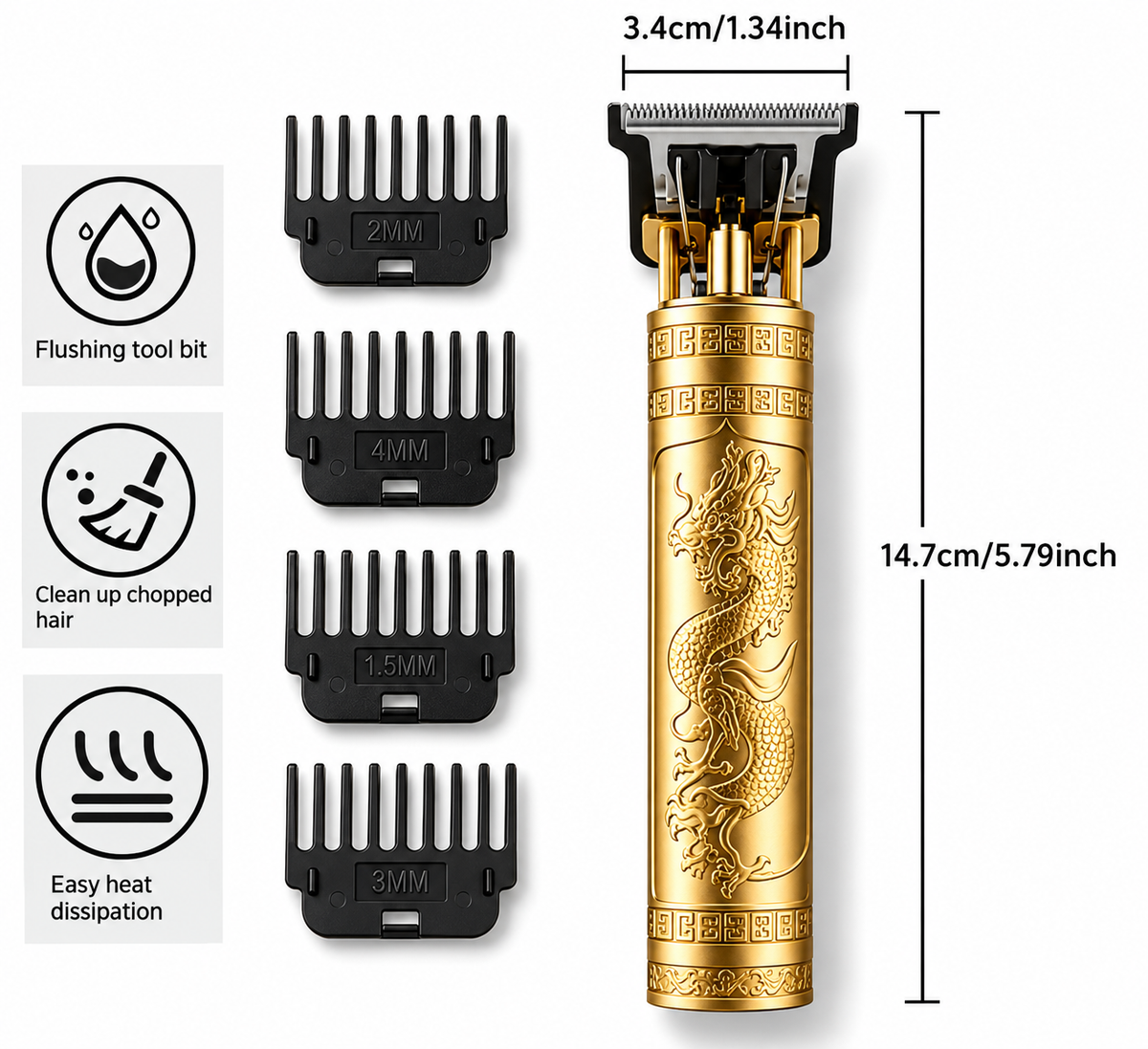 Professional Electric Hair Clipper with Dragon Design ( PACK OF 1 )