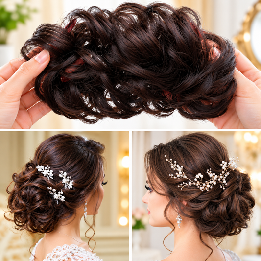 Elastic Artificial Hair Bun Brown & Black (Pack of 2)