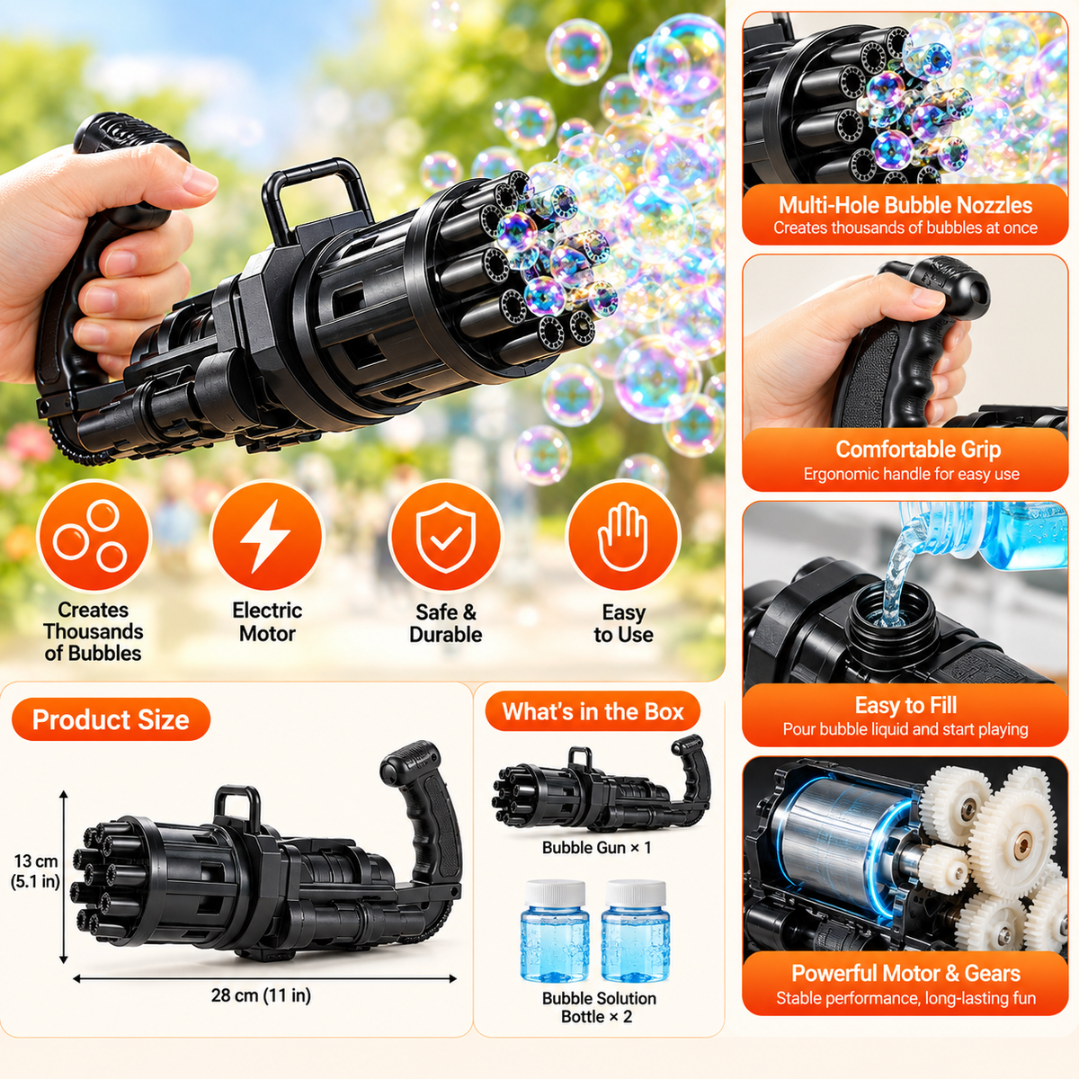 Hole battery operated Bubbles Gun Toys for Boys and Girls