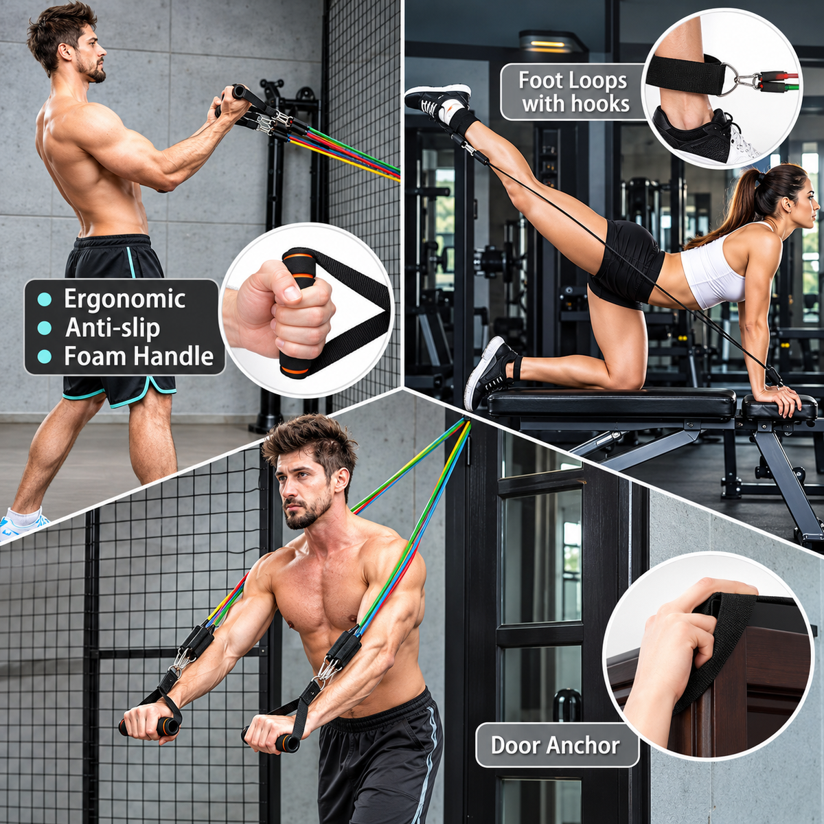 11 Pcs Resistance Band Set For Men & Women