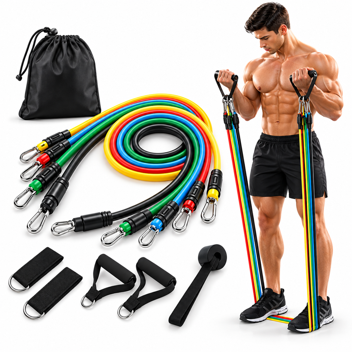 11 Pcs Resistance Band Set For Men & Women
