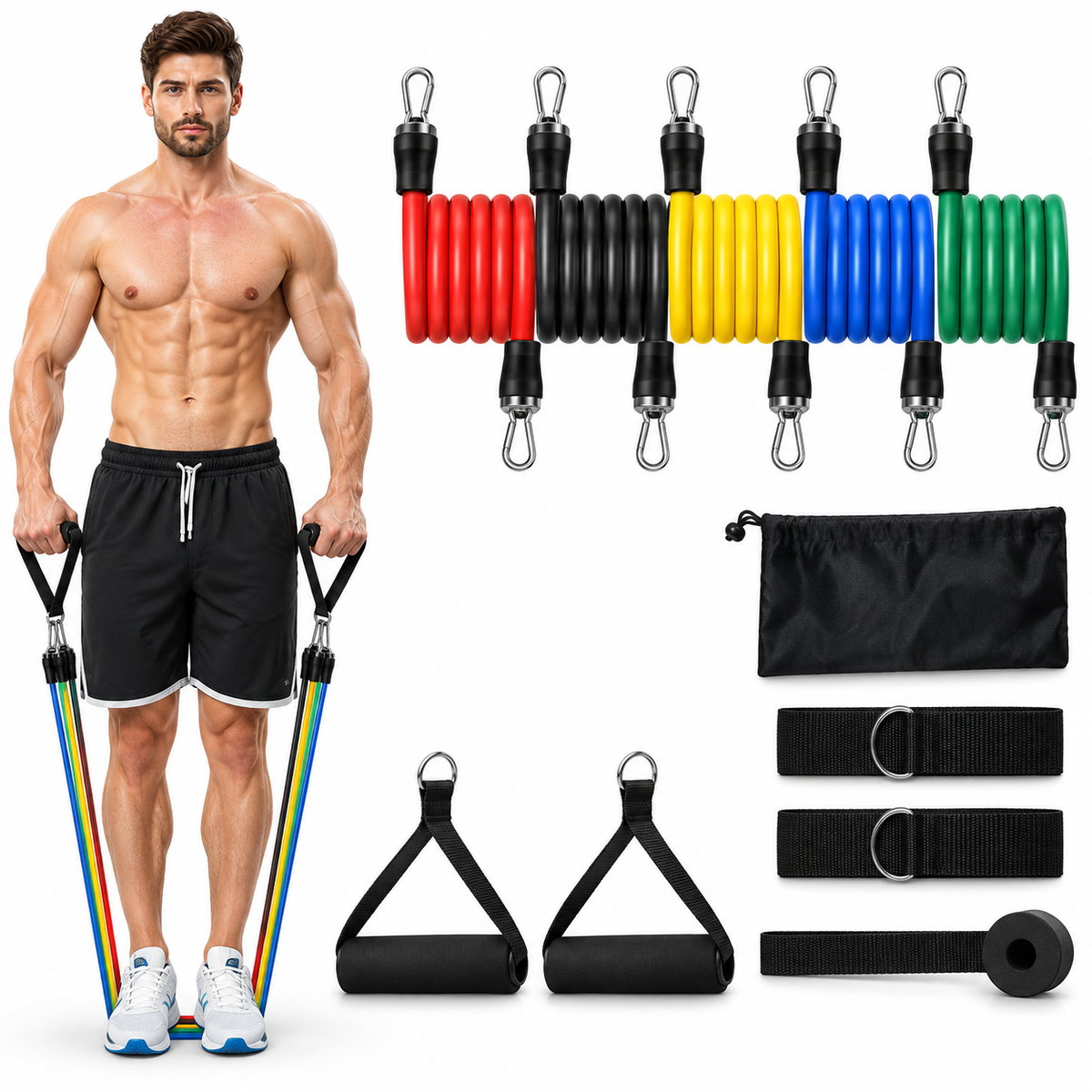 11 Pcs Resistance Band Set For Men & Women