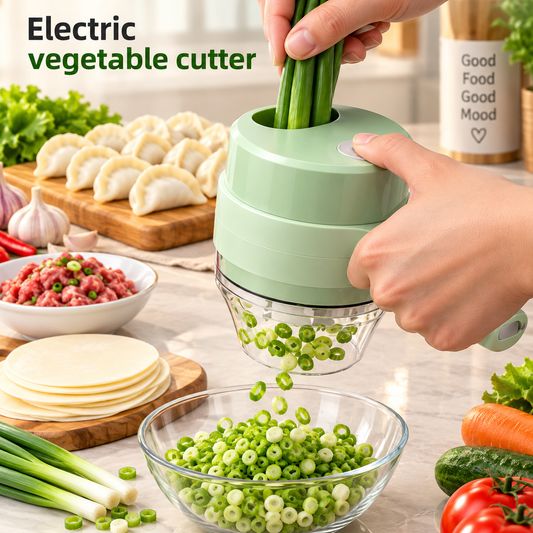 4-in-1 Electric Vegetable Cutter, Slicer, Grater, Chopper