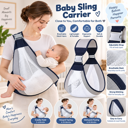 Baby Sling Carrier Adjustable Baby Holder Carrier Baby Half Wrapped Sling Hip Carrier Breathable Cotton Mesh Fabric for Newborn