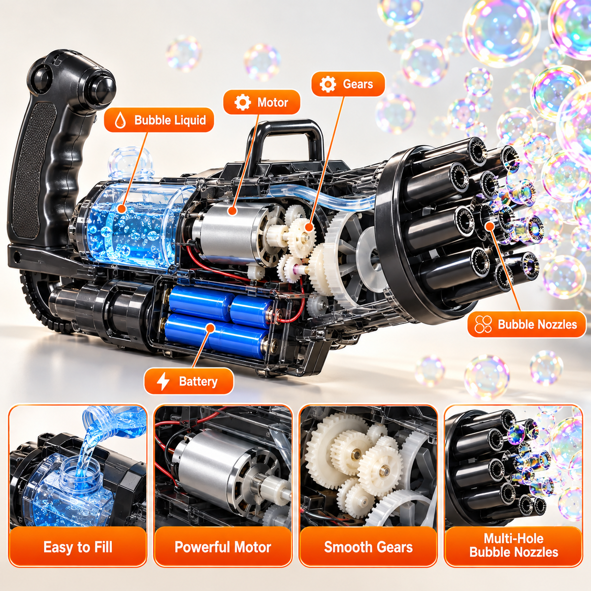 Hole battery operated Bubbles Gun Toys for Boys and Girls