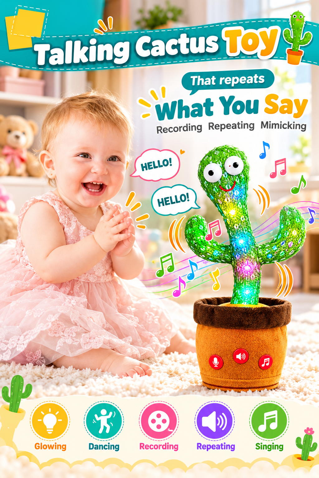 LED Musical Dancing & Mimicry Cactus Toy