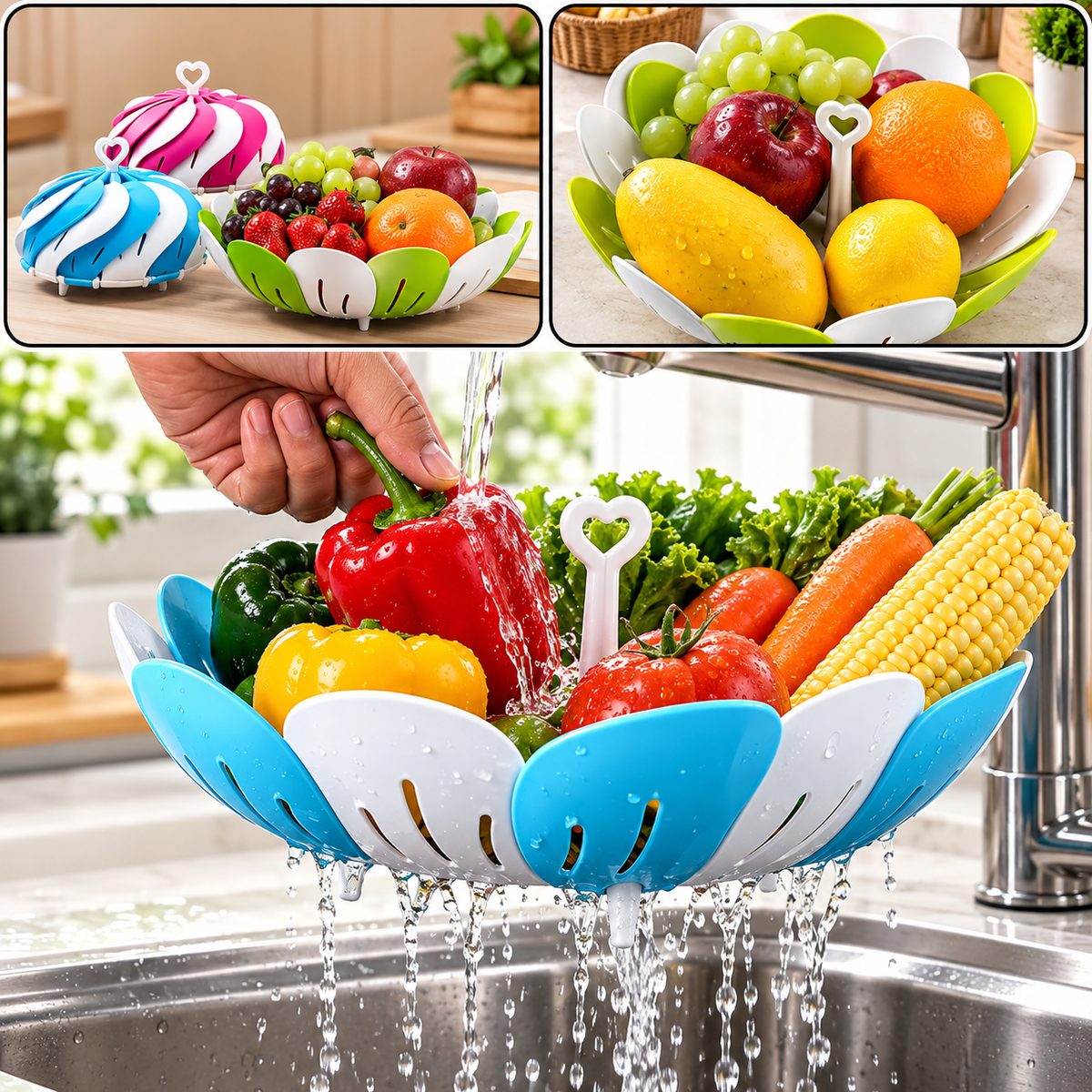 Lotus Shape Foldable Fruit & Vegetable Basket